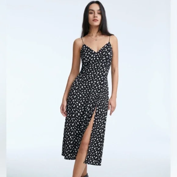 Sweetheart contrast print slit strap midi - Picture 1 of 5
